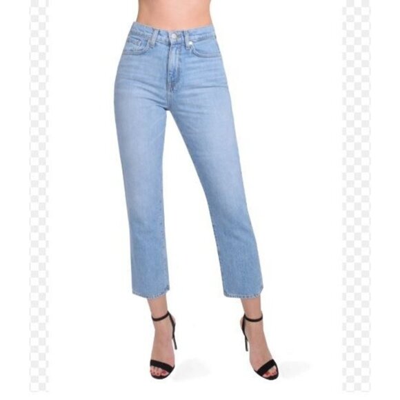 BLDWN Vintage Straight Jeans Hi-Rise Cropped Stretch 27 Womens NWOT Pool Blue - Picture 1 of 13